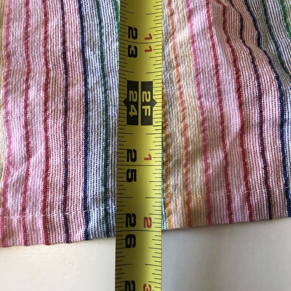 Crown & Ivy Women’s Colorful Striped Short Sleeve High Ruffled Neck Large NWT - Picture 5 of 11